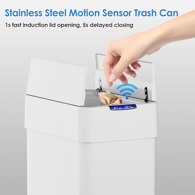 TLSUNNY 21.1 Gallon Automatic Trash Can, Stainless Steel Motion Sensor Garbage - Image 4
