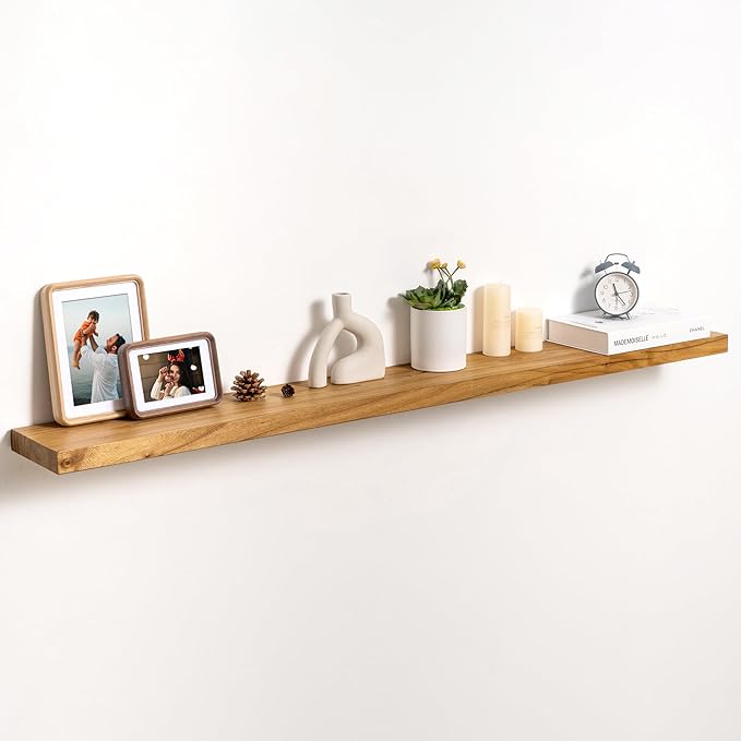 fuqing Floating Shelves for Wall, 55 inch Rustic Solid Elm Wood Floating Shelves by Fuqing