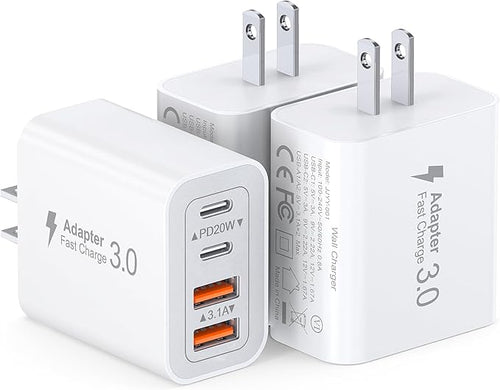 3 Pack Fast Charging Block, 40W 4-Port Charger Cube Power Brick Plug Box Base by CSODINCE