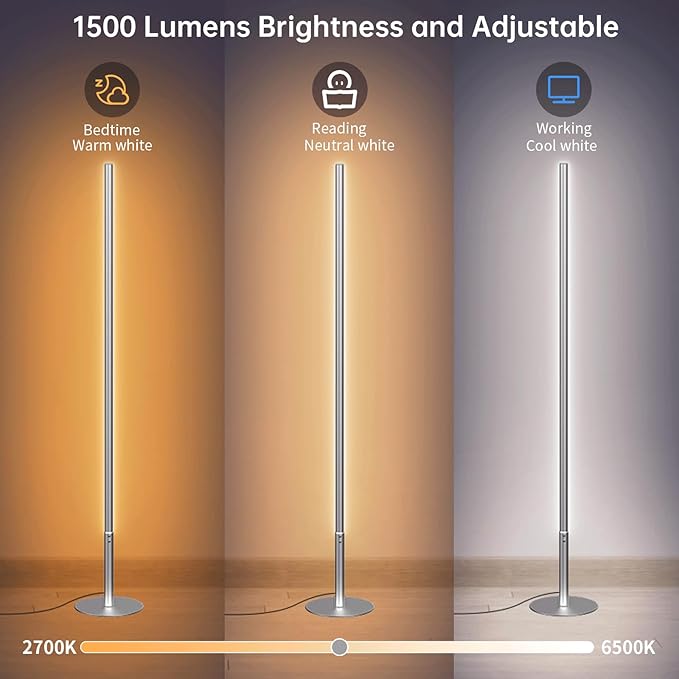 Marlrin RGBW Floor Lamp, Color Changing Standing LED Corner Lamp, Modern Lamp - Image 4