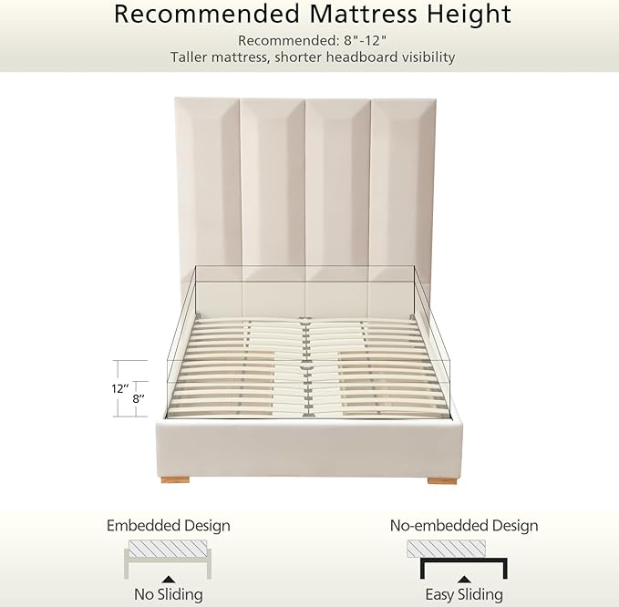 VELOCAVA Queen Size Upholstered Bed Frame - Image 7