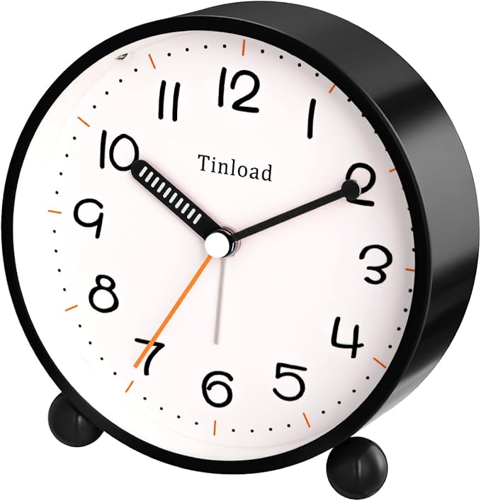 4.5" Antique Retro Analog Alarm Clock, Small Silent Battery Operated Clock - Image 7