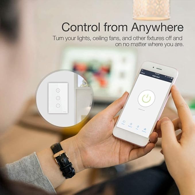 MOES WiFi Smart Wall Touch Light Switch Glass Panel Wireless Remote Control by - Image 4