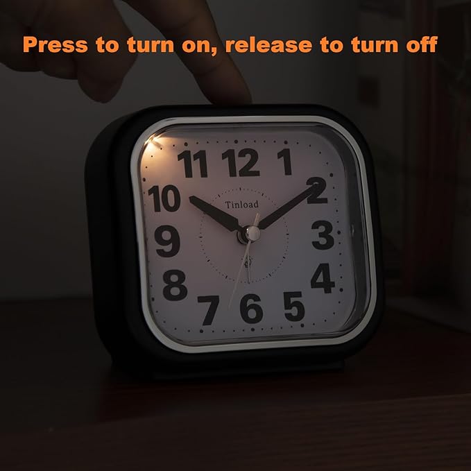 4.5" Compact Analog Alarm Clock, Silent Readable - Image 5