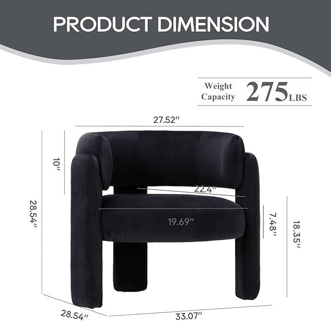 COLAMY Modern Accent Chair, Velvet Accent Chairs, Upholstered Barrel Chairs - Image 2
