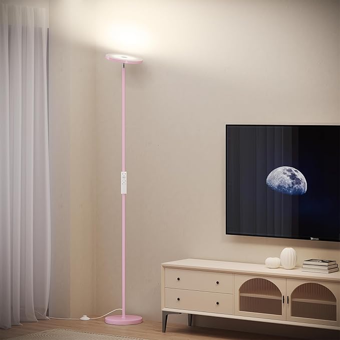 SUNMORY Soft Pink Torchiere Floor Lamp - Image 7