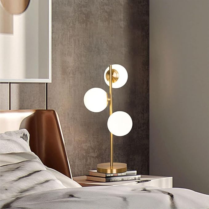 Modern Gold Globe Table Lamp Mid Century 3-Light Desk Lamp - Image 2
