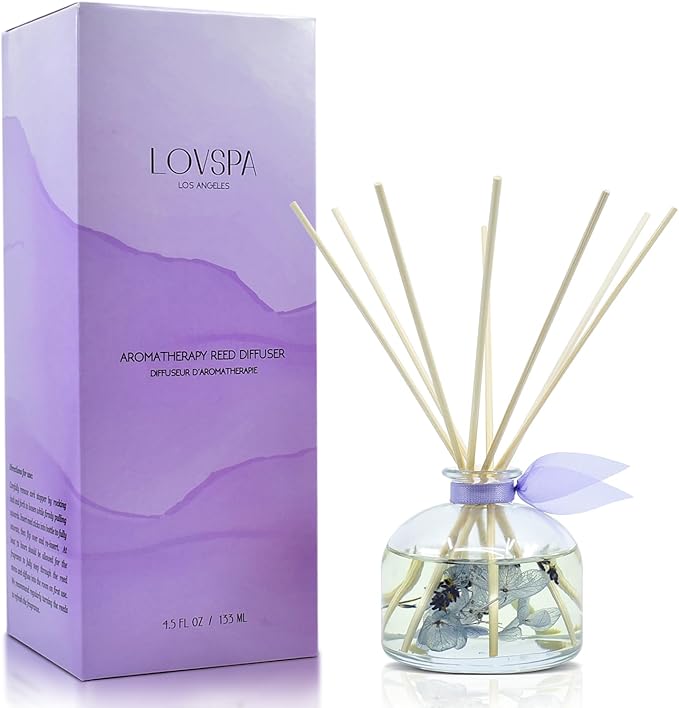 LOVSPA Reed Diffuser Set, Calm Spanish Blue Lavender Scented Oil Diffuser by LOVSPA