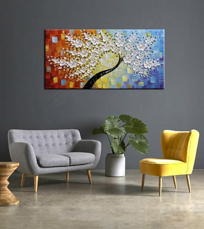 YaSheng Art -Handmade Colorful 3D Flowers Art Oil Painting On Canvas Texture - Image 6