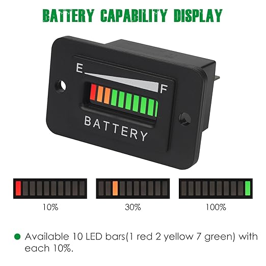 Yooreal 12/24V Battery Fuel Gauge Indicator, Battery Capacity Monitor - Image 2