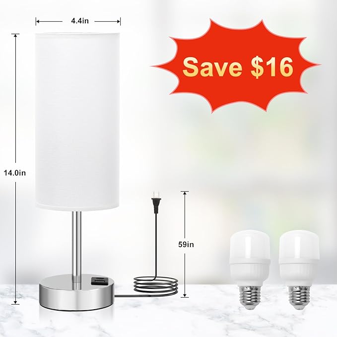 Bedside Table Lamps for Bedroom Set of 2 - Image 6