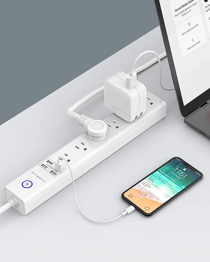 2 Pack Power Strip Surge Protector Flat Plug - Image 8