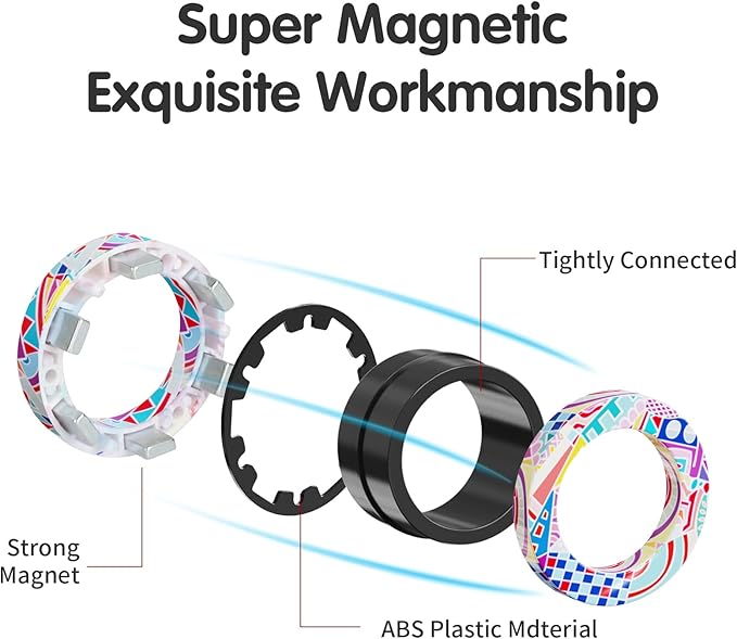 9Pcs Magnetic Rings Fidget Toys Adult Set, Idea ADHD Fidget Stress Toy Pack - Image 3