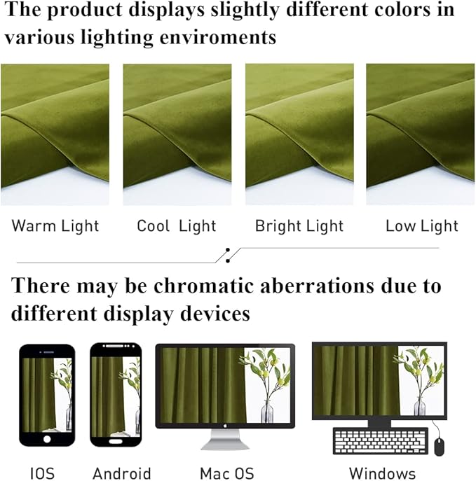 StangH Green Velvet Curtains for Living Room, 96 inches Long Thermal Insulated - Image 9