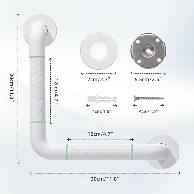 Anti Bathroom Grab Rail, 90° Detachable Right Angle White Stainless Steel - Image 4