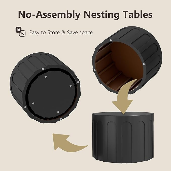 Nesting Coffee Table Set of 2, Modern Coffee Tables, Space-Saving Round Circle - Image 3