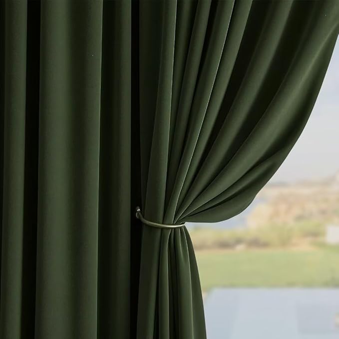 Joydeco Green Velvet Curtains 84 inch Length 2 Panels, Luxury Blackout Rod - Image 3