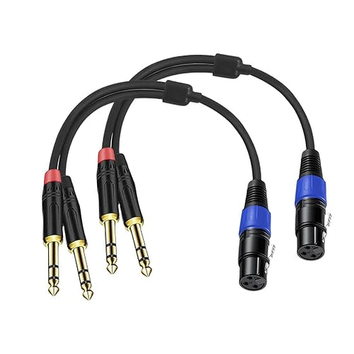 2Pack 6.35mm Dual TRS to XLR Female Cable by Jozzai