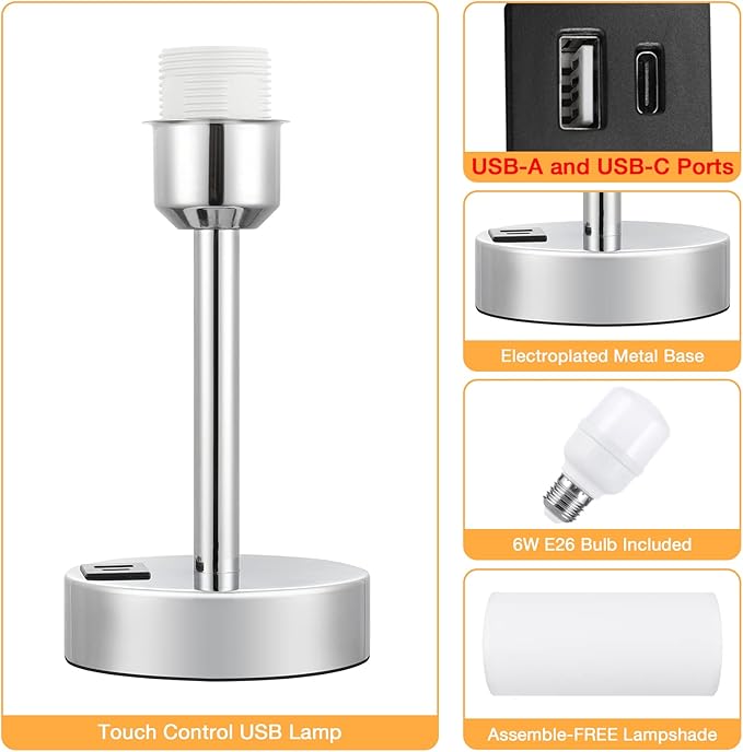 White Bedside Touch Table Lamps - Image 7