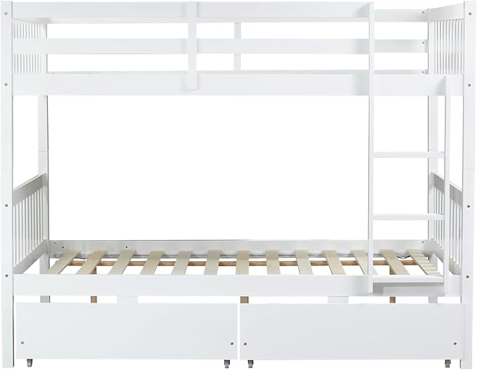 Full Over Full Bunk Bed with Storage Drawers, Convertible Bunk Beds with Ladder - Image 8