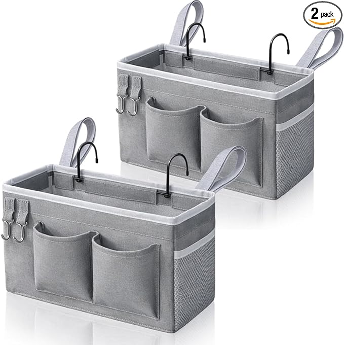 Kanrichu 2pcs Bedside Caddy Hanging Storage Bag, Water Cup Holders, Organizer by KANRICHU