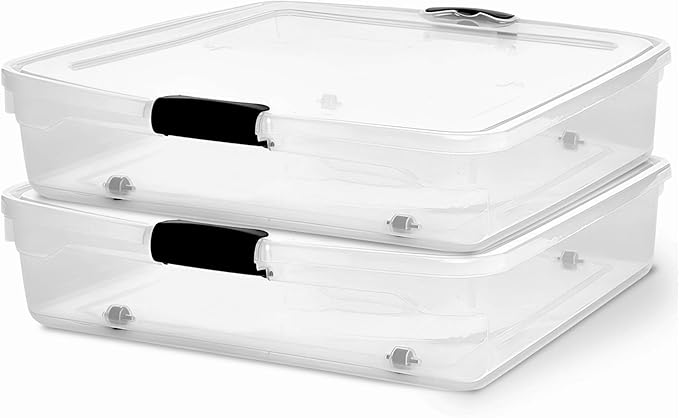 HOMZ 2-Pack Under Bed Storage, 56 Quart, and Towels by Homz
