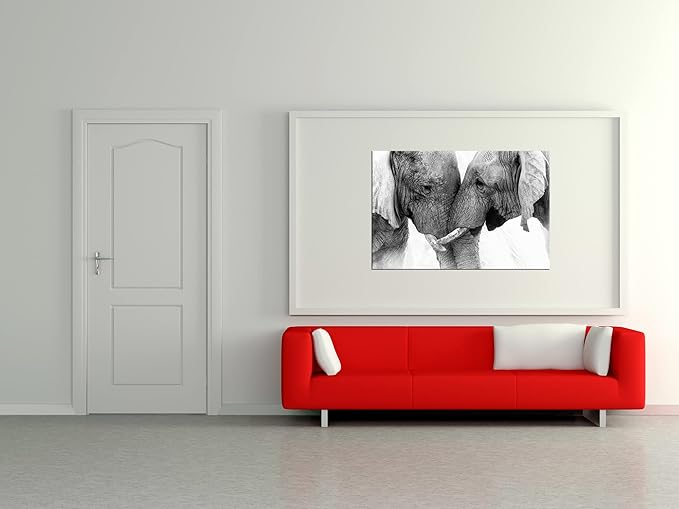 DZL Art D73081 Black and White Elephants Entwine Wall Art Canvas Painting Ready - Image 2
