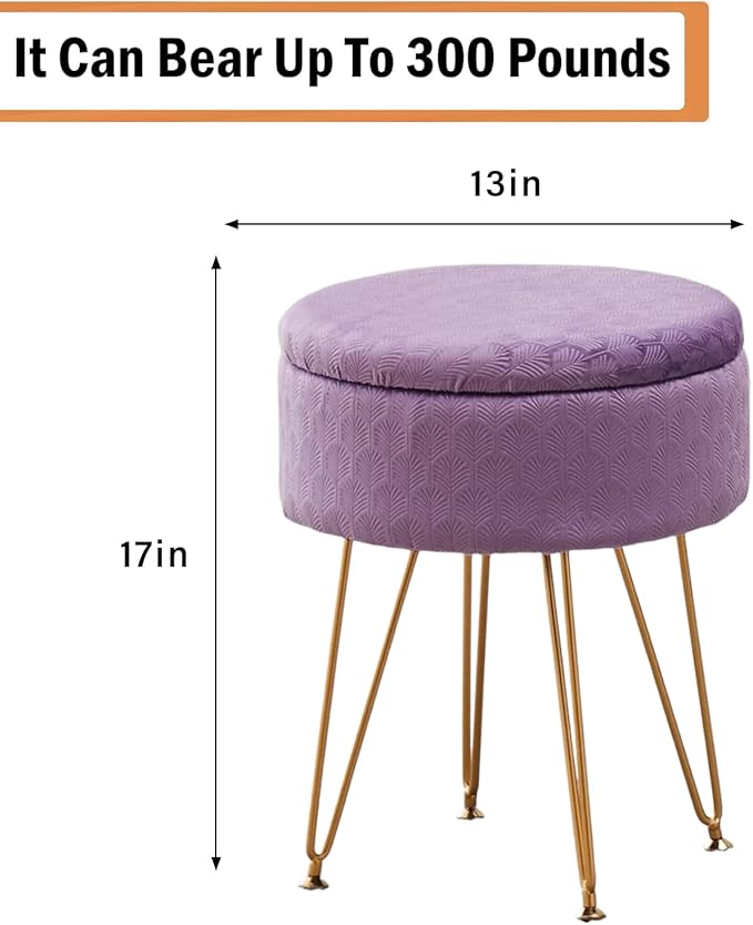 Cpintltr Footrest Footstools Round Velvet Ottoman - Image 3