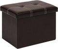 B FSOBEIIALEO Folding Storage Ottoman Cube, Faux Leather Footrest Seat Coffee by BFSOBEIIALEO
