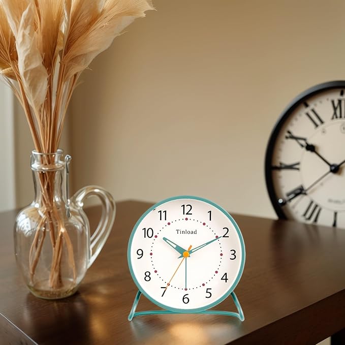 4.5" Antique Retro Analog Alarm Clock, Small Silent Desk Clock - Image 5