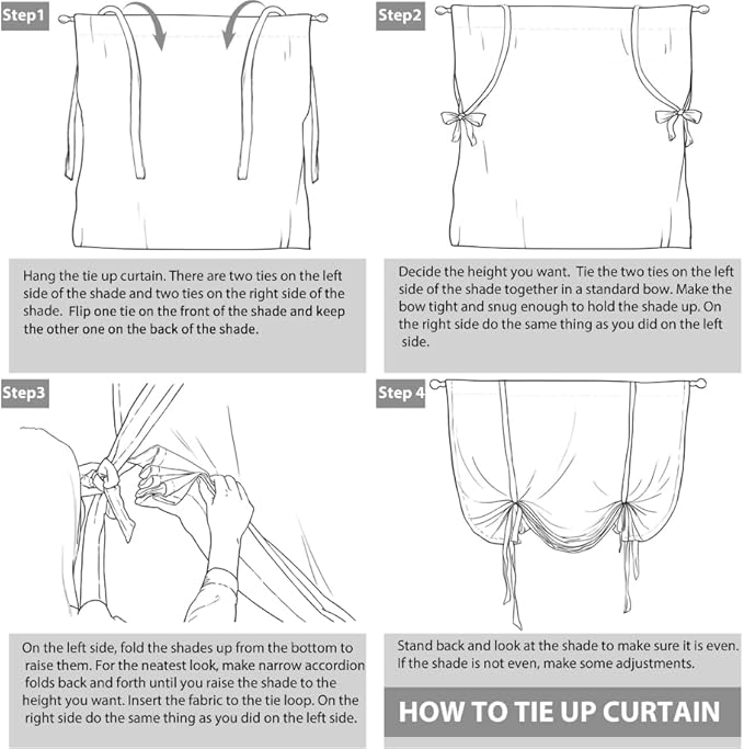DriftAway Double Layer Linen Blackout Tie Up Curtains Thermal Insulated Fully - Image 7