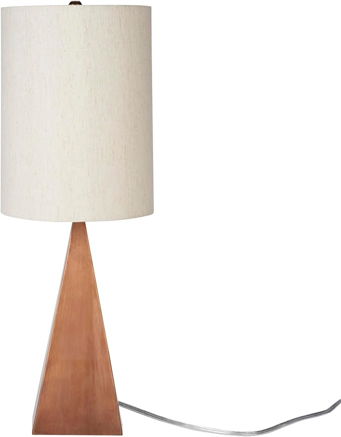 Nourison Home 21" Copper Finish Wood Triangle Table Lamp - Image 2