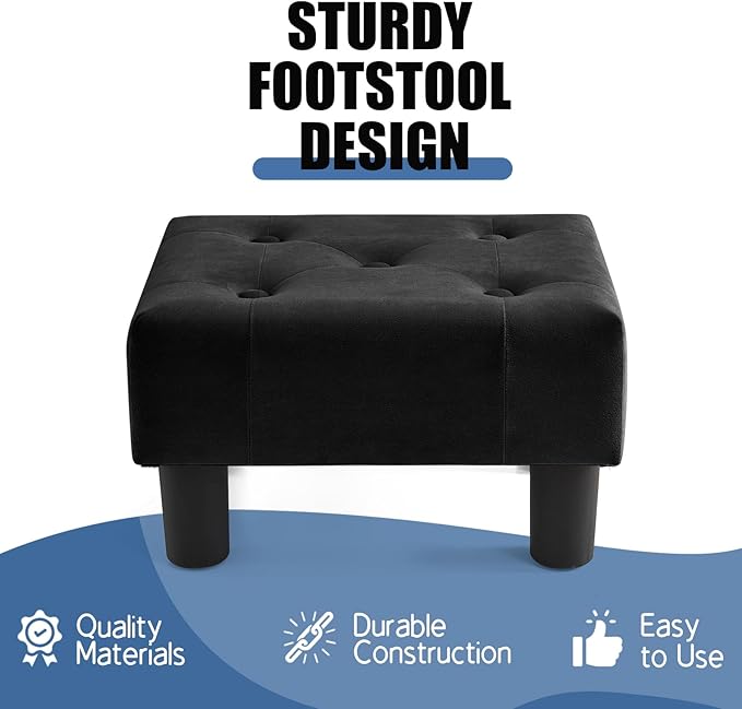 BRIAN & DANY Small Foot Stool, Velvet Foot Stools - Image 4