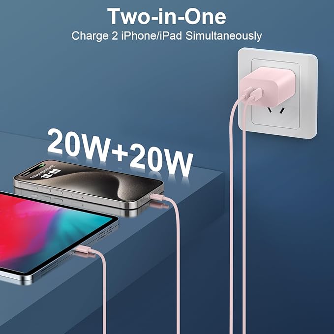 Fast Charger Block, 20W Dual Port USB C Fast Charger Block - Image 3