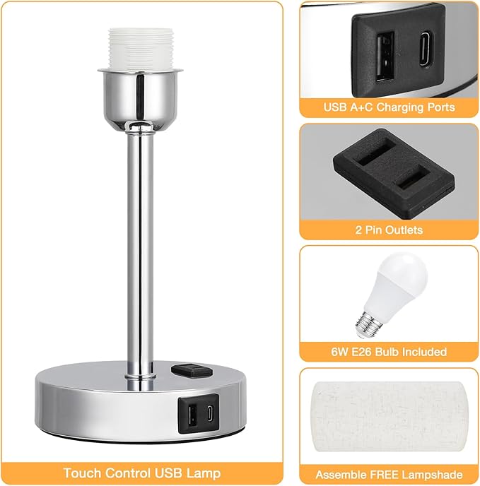 17.4Inch Bedside Touch Table Lamps - Image 6