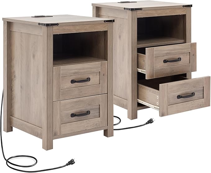 Puntogen Sierra Night Stand Set of 2, Rustic End Table by Puntogen
