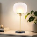 Industrial Table Lamps with Unique Glass Shade, Vintage Bedside Lamps by VANZARLA