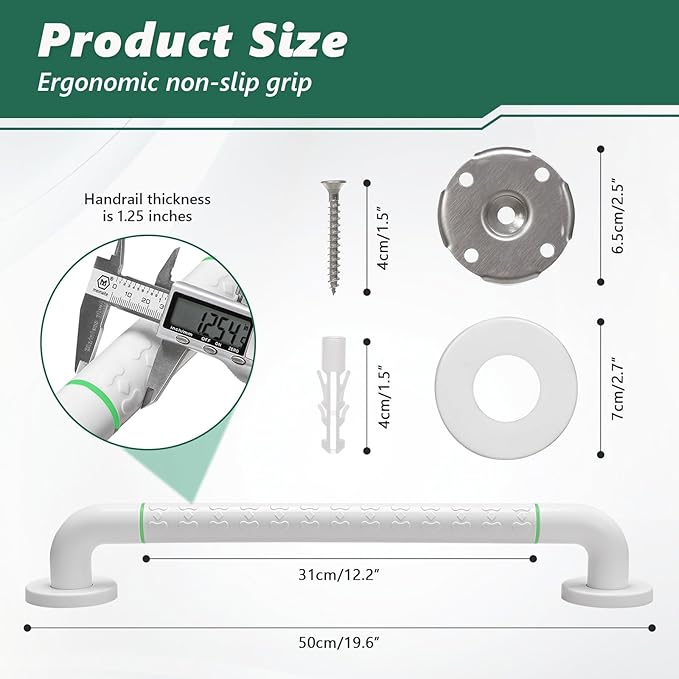 Grab Bars for Shower, 2 Pack 20 Inch Shower Handle Bath Grab Rails - Image 2