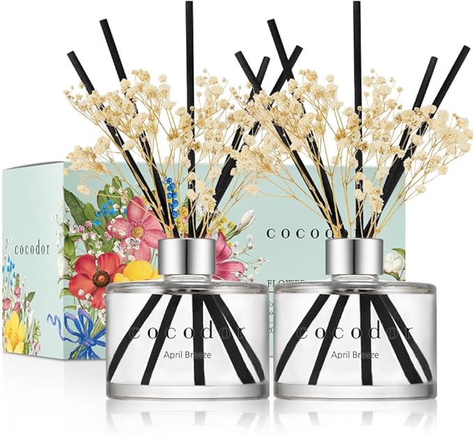 COCODOR Preserved Real Flower Reed Diffuser/April Breeze / 6.7oz / 2 Pack/Reed by Cocodor
