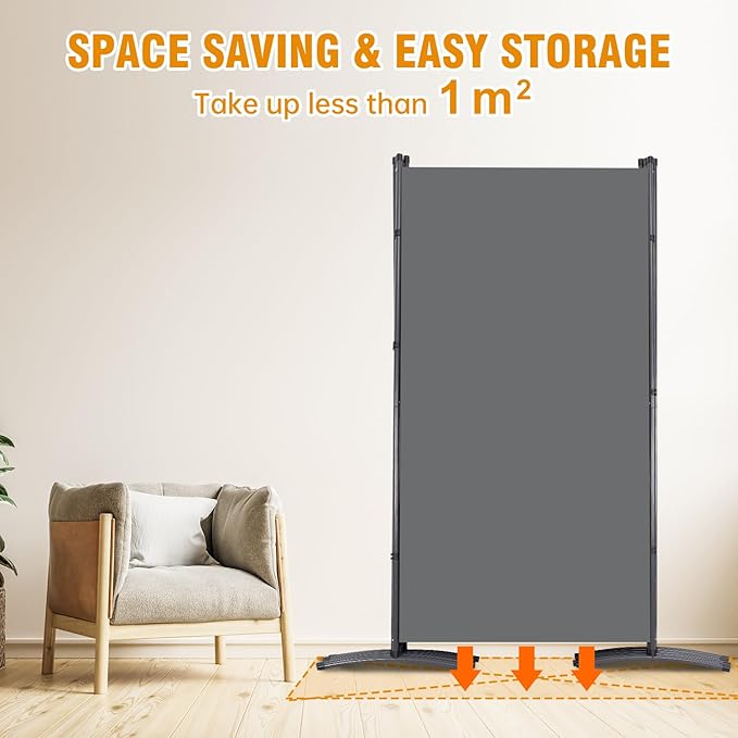 6 Panel Folding Privacy Screens, 6 FT Tall Wall Divider - Image 3
