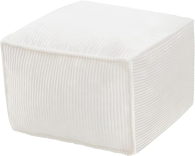 MeMoreCool Square Stuffed Pouf Ottoman Foot Rest, Corduroy Floor Pouf Foot Stool by MeMoreCool