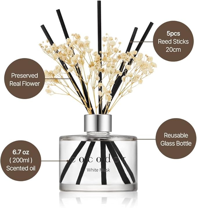COCODOR Preserved Real Flower Reed Diffuser/April Breeze / 6.7oz / 2 Pack/Reed - Image 3