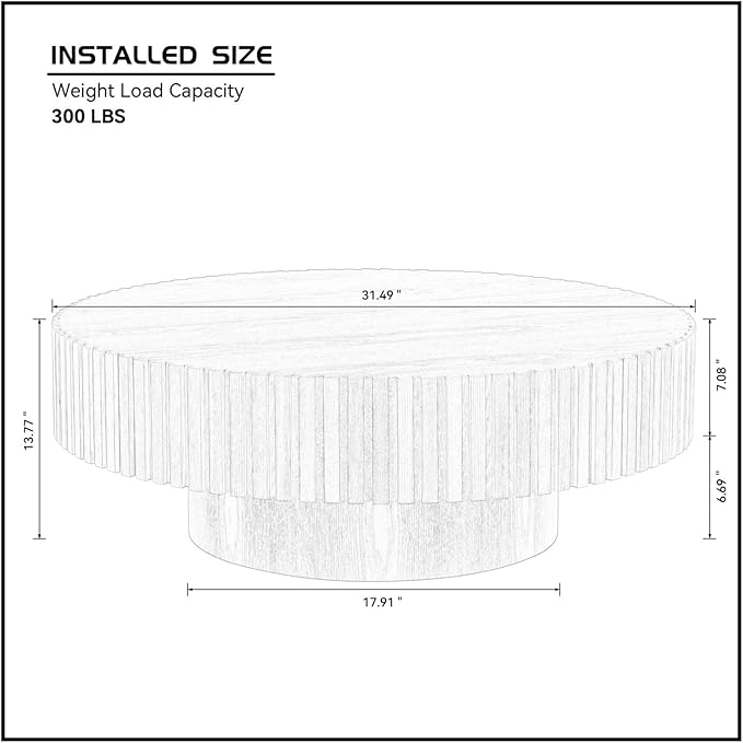 LKTART Round Coffee Table for Living Room, Accent Fluted Drum Coffee Table - Image 2