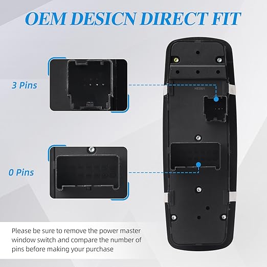 WUANGKI Master Power Window Switch Front Left Driver Side | 3+0 Pins | - Image 4