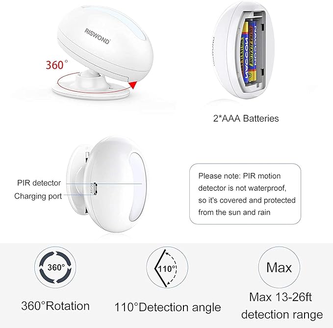 Wireless Motion Sensor Door Chime: Indoor Motion Detector Alarm Business Entry - Image 3
