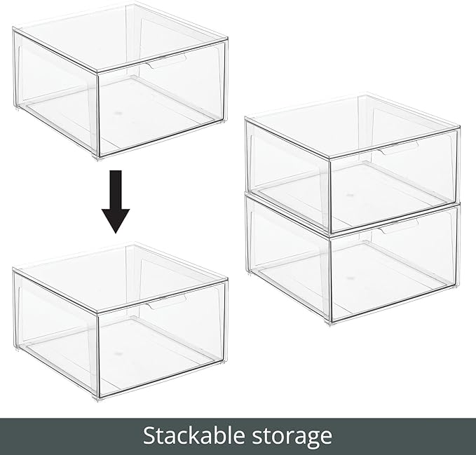 mDesign Plastic Stackable Closet Storage Organizer Bin Containers - Image 5