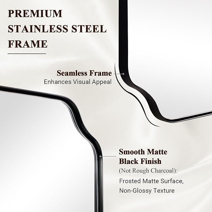 ANDY STAR 30x48 Inch Large Mirror, Matte Black Rectangle Mirror - Image 4