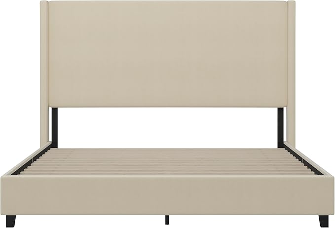 EMMA + OLIVER Nora King Size Faux Linen Upholstered Platform Bed - Image 7