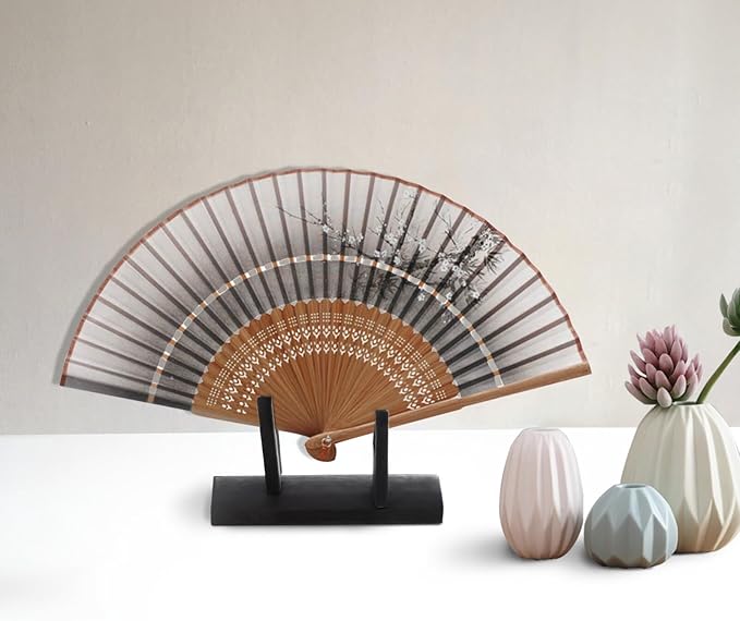 IMIKEYA Japanese Folding Fan Stand Holder Handheld Fan Display Stand Room Decor - Image 4