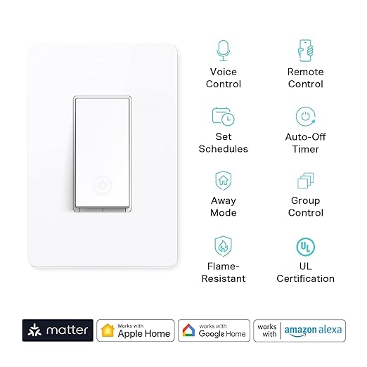 Kasa Matter Smart Light Switch: Voice Control w/Siri, Alexa & Google Assistant - Image 2